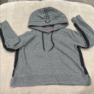 Calvin Klein Performance Heather Gray Hoodie with Black Stripes